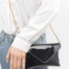 Enamel Envelope Clutch – Glossy Azure with Chain Strap