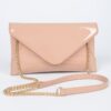 Enamel Envelope Clutch – Glossy Azure with Chain Strap