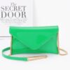 Enamel Envelope Clutch – Glossy Azure with Chain Strap