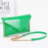Enamel Envelope Clutch – Glossy Azure with Chain Strap