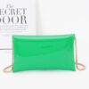 Enamel Envelope Clutch – Glossy Azure with Chain Strap
