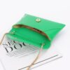 Enamel Envelope Clutch – Glossy Azure with Chain Strap