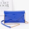 Enamel Envelope Clutch – Glossy Azure with Chain Strap