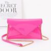 Enamel Envelope Clutch – Glossy Azure with Chain Strap