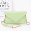 Enamel Envelope Clutch – Glossy Azure with Chain Strap