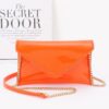 Enamel Envelope Clutch – Glossy Azure with Chain Strap