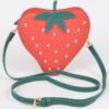 Strawberry-Shaped Faux Suede Mini Bag with Mixed Metal Hardware