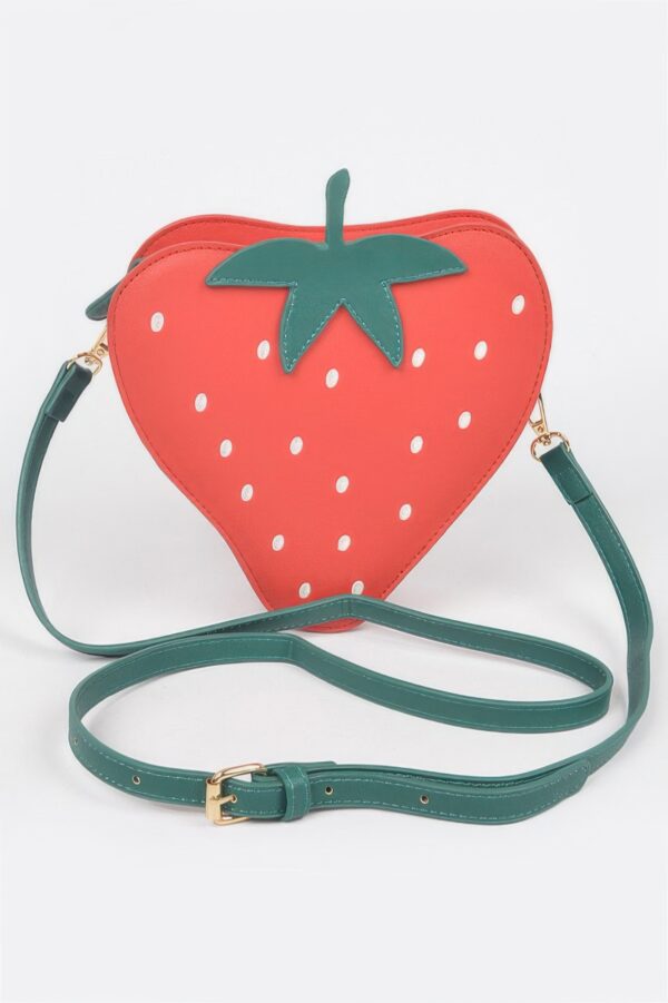 Strawberry-Shaped Faux Suede Mini Bag with Mixed Metal Hardware