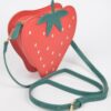 Strawberry-Shaped Faux Suede Mini Bag with Mixed Metal Hardware