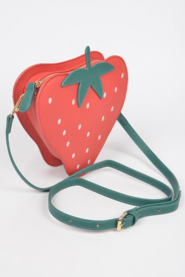 Strawberry-Shaped Faux Suede Mini Bag with Mixed Metal Hardware