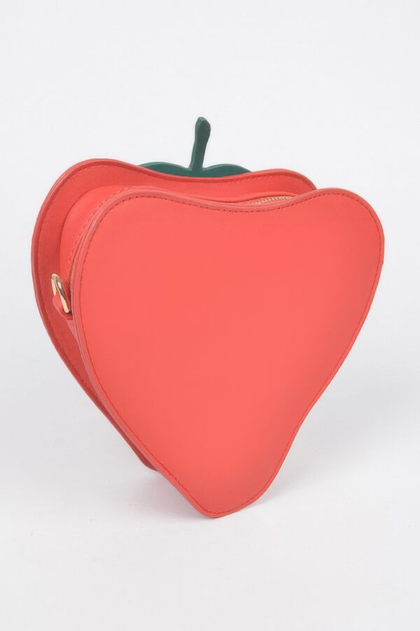 Strawberry-Shaped Faux Suede Mini Bag with Mixed Metal Hardware