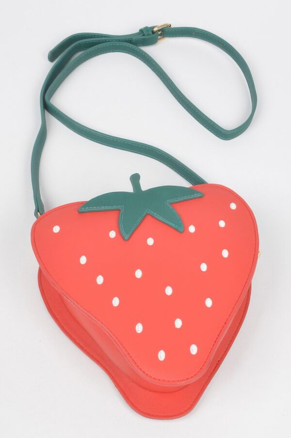 Strawberry-Shaped Faux Suede Mini Bag with Mixed Metal Hardware