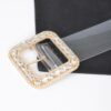 Clear PVC Belt with Stone-Studded Square Buckle – Plus Size