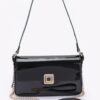 Enamel Flap Shoulder Bag – Chain Strap Accent