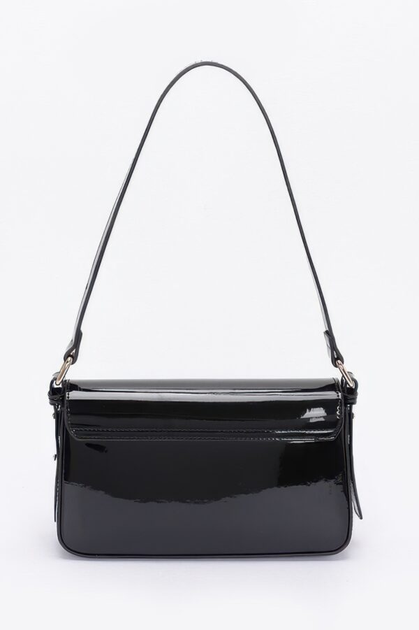 Enamel Flap Shoulder Bag – Chain Strap Accent
