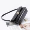 Enamel Flap Shoulder Bag – Chain Strap Accent