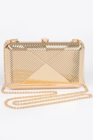 Vintage Metal Clutch – Geometric Metallic Finish