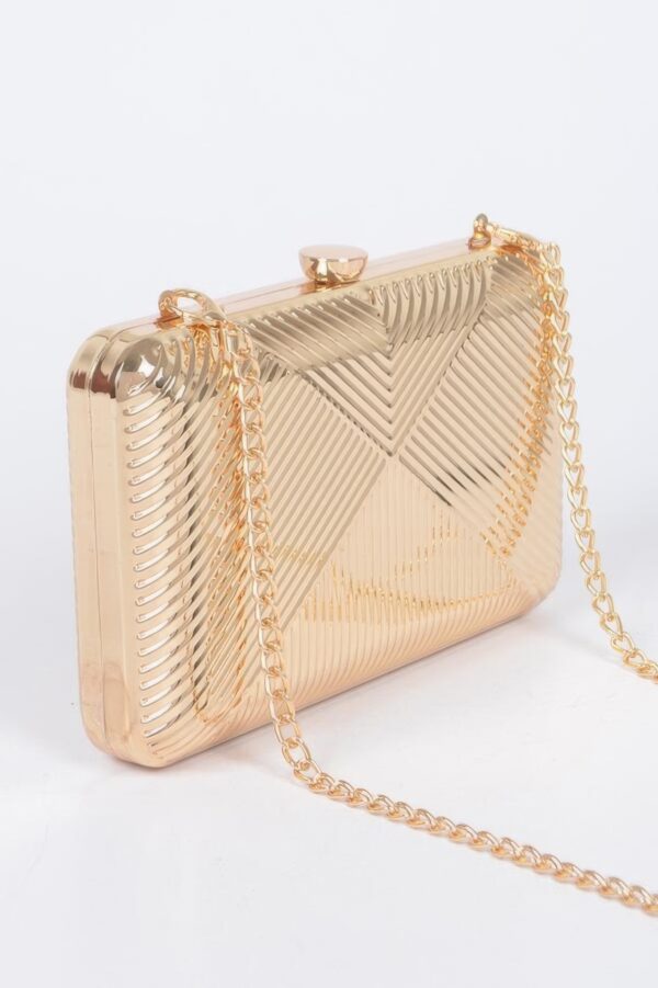 Vintage Metal Clutch – Geometric Metallic Finish