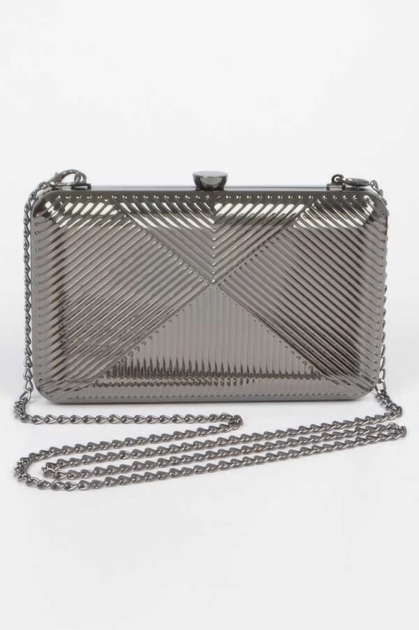 Vintage Metal Clutch – Geometric Metallic Finish