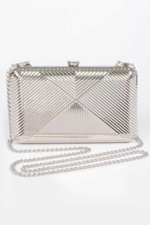 Vintage Metal Clutch – Geometric Metallic Finish