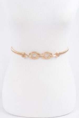 Slim Metal Stretch Belt with Textured Linked Iron