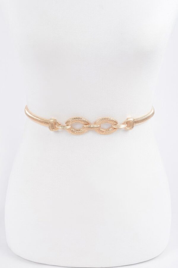 Slim Metal Stretch Belt with Textured Linked Iron