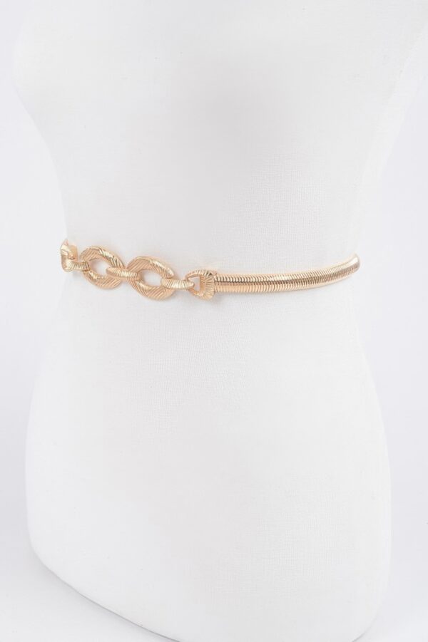 Slim Metal Stretch Belt with Textured Linked Iron