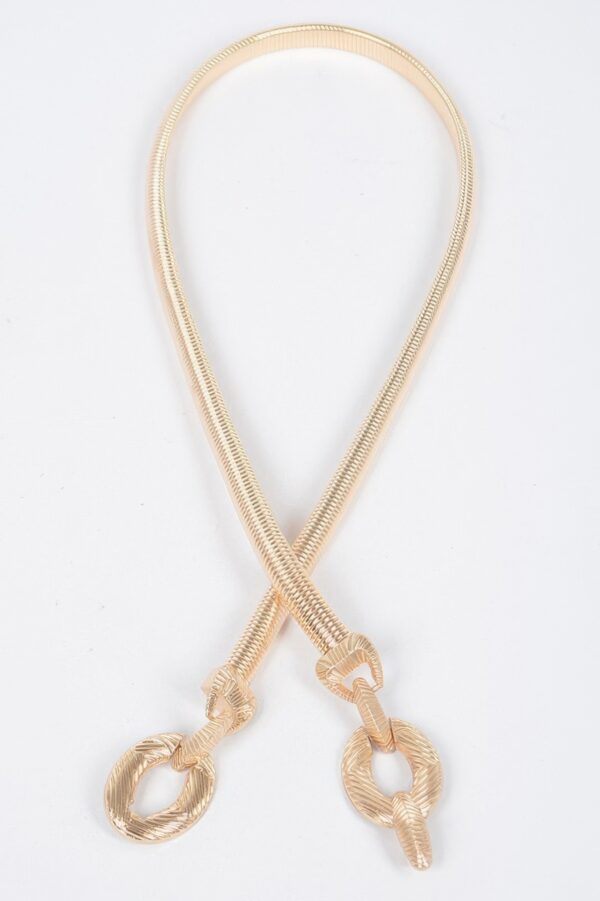 Slim Metal Stretch Belt with Textured Linked Iron