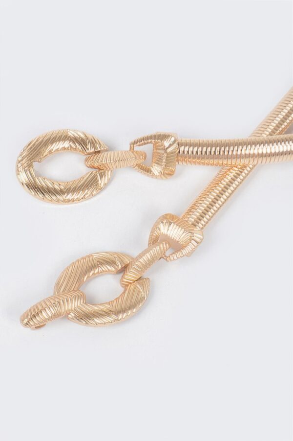 Slim Metal Stretch Belt with Textured Linked Iron