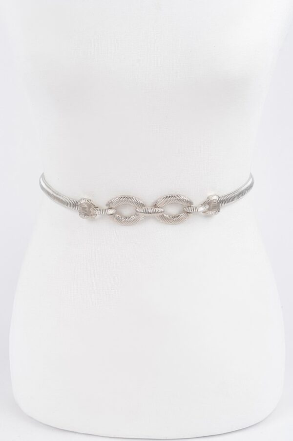 Slim Metal Stretch Belt with Textured Linked Iron