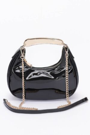 Enamel Metal-Handle Structured Clutch – Gold & Silver Accents