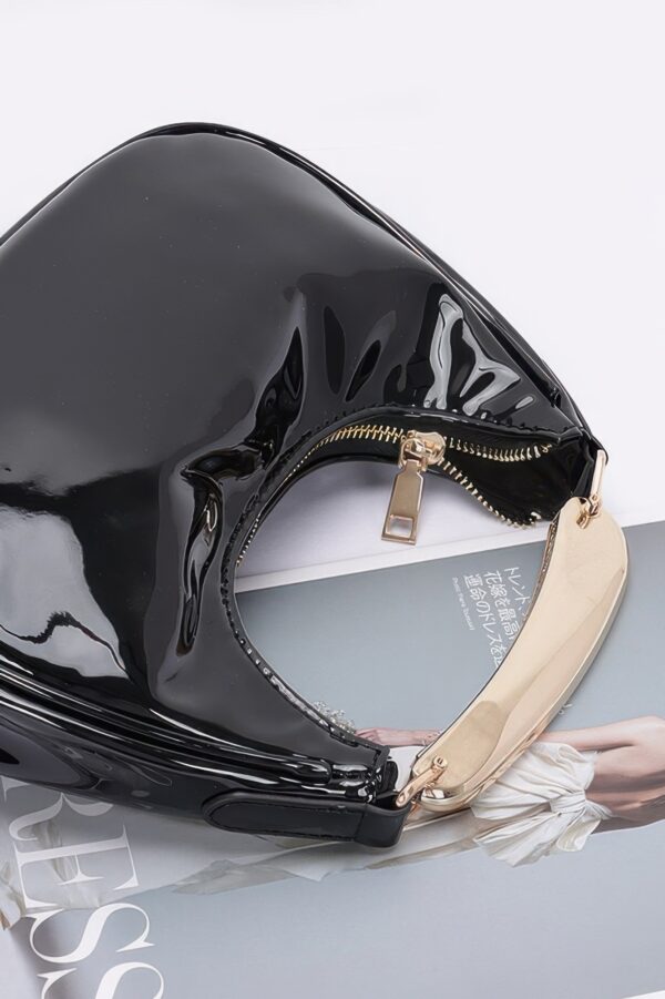 Enamel Metal-Handle Structured Clutch – Gold & Silver Accents