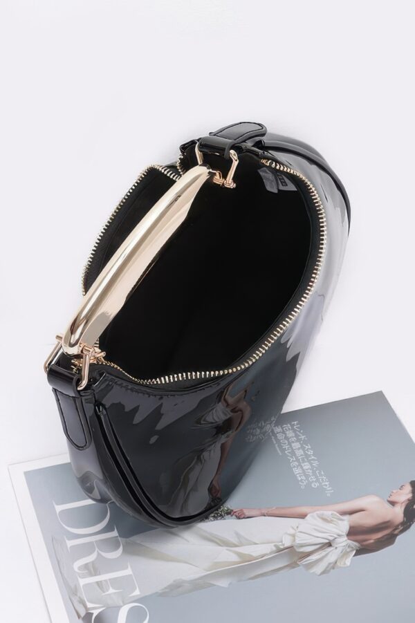 Enamel Metal-Handle Structured Clutch – Gold & Silver Accents