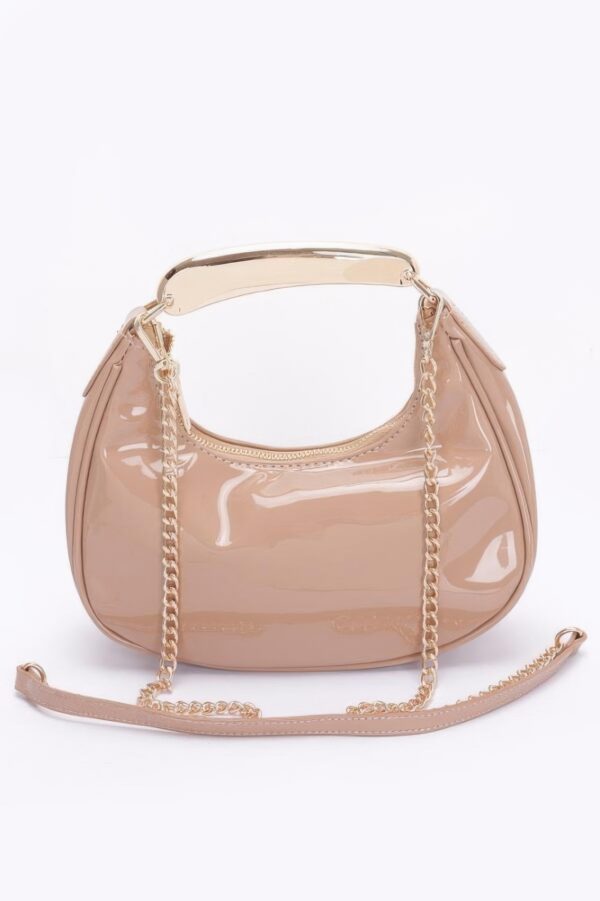 Enamel Metal-Handle Structured Clutch – Gold & Silver Accents