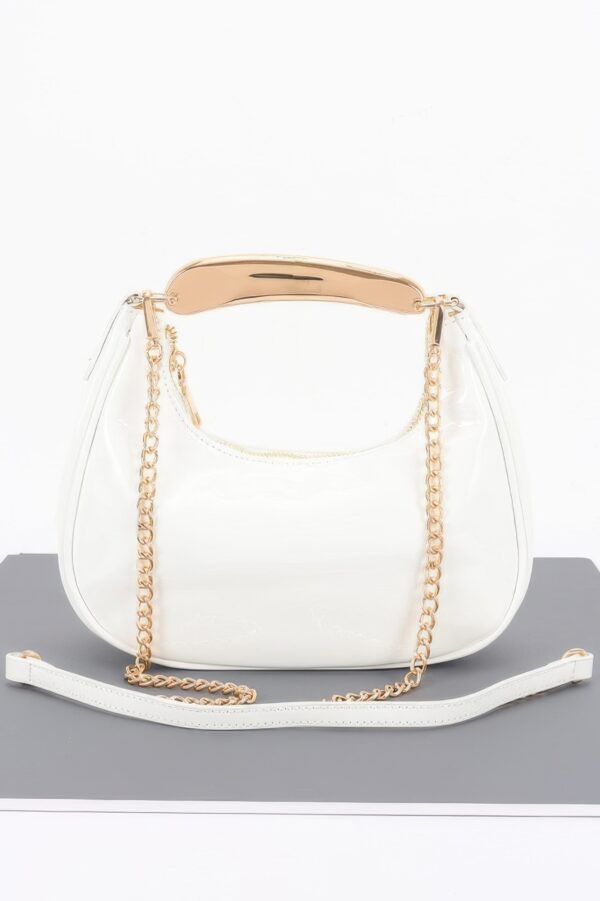 Enamel Metal-Handle Structured Clutch – Gold & Silver Accents