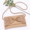 Sunshine Bow Faux Straw Ribbon Flap Clutch