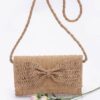 Sunshine Bow Faux Straw Ribbon Flap Clutch