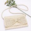 Sunshine Bow Faux Straw Ribbon Flap Clutch