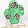 Cactus Faux Leather Crossbody Bag – Green with Pink Flowers