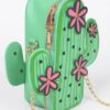 Cactus Faux Leather Crossbody Bag – Green with Pink Flowers