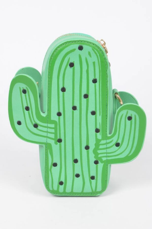 Cactus Faux Leather Crossbody Bag – Green with Pink Flowers
