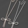 Rhinestone Ribbon Necklace – Bow Pendant, 14.5″