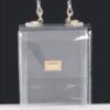 Clear PVC Top-Handle Flap Clutch – Mixed Metal Accents