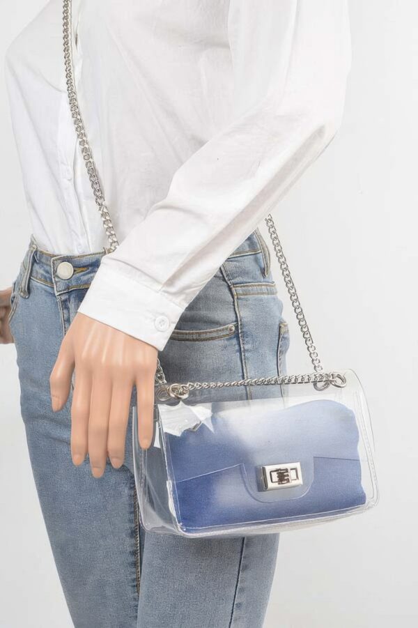 Clear Crossbody Bag with Removable Denim Pouch