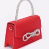 Rhinestone Ribbon-Handle Flap Handbag – Polyurethane