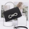 Rhinestone Ribbon-Handle Flap Handbag – Polyurethane