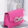 Rhinestone Ribbon-Handle Flap Handbag – Polyurethane