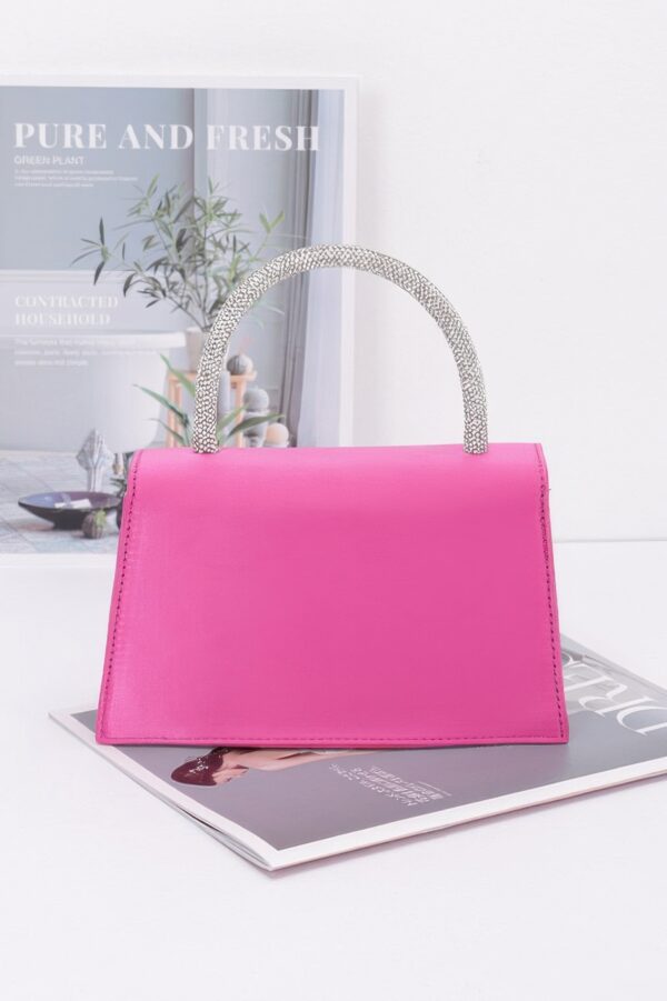Rhinestone Ribbon-Handle Flap Handbag – Polyurethane