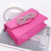 Rhinestone Ribbon-Handle Flap Handbag – Polyurethane