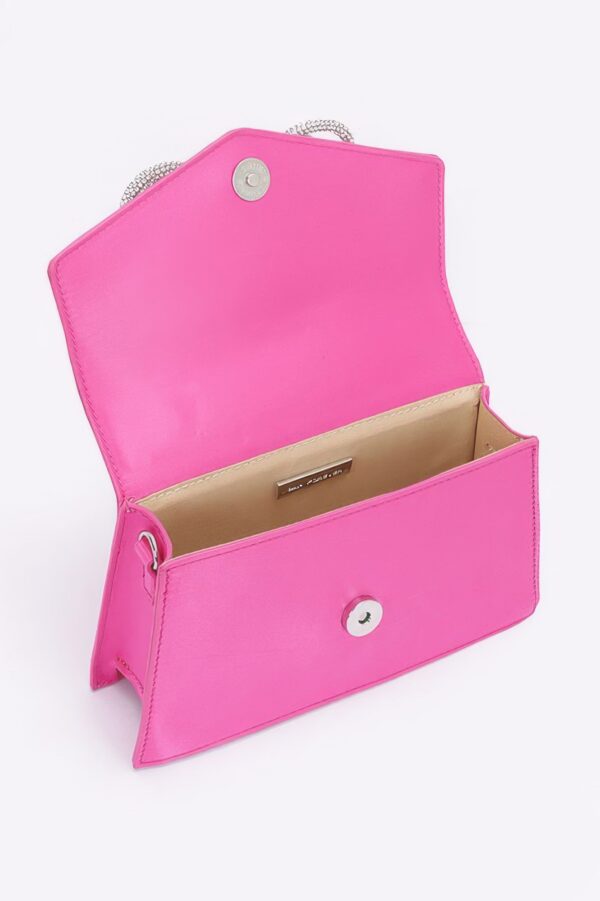 Rhinestone Ribbon-Handle Flap Handbag – Polyurethane